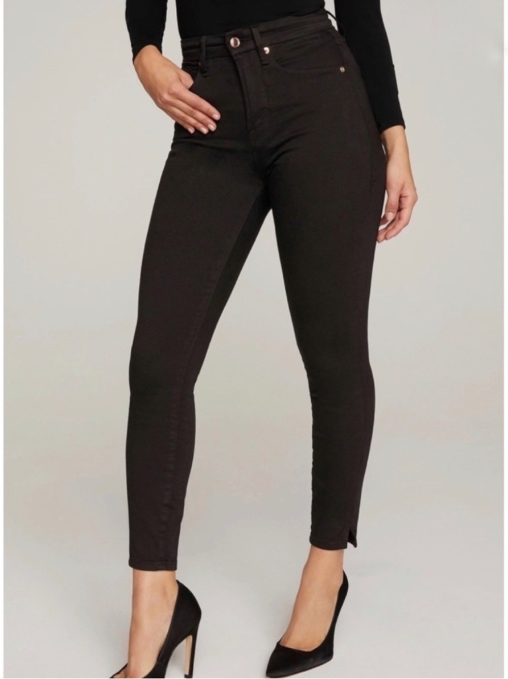 Good American “Good Waist Crop” Black High-Rise Cropped Skinny Jeans
